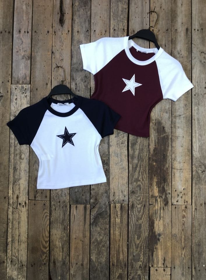 Yıldızlı Crop Bluz