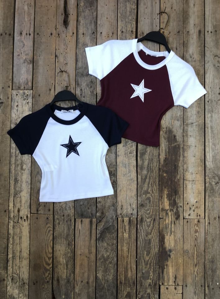 Yıldızlı Crop Bluz