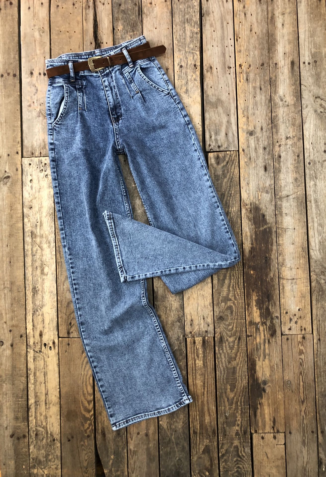 Kemerli Bol Paça Pantolon