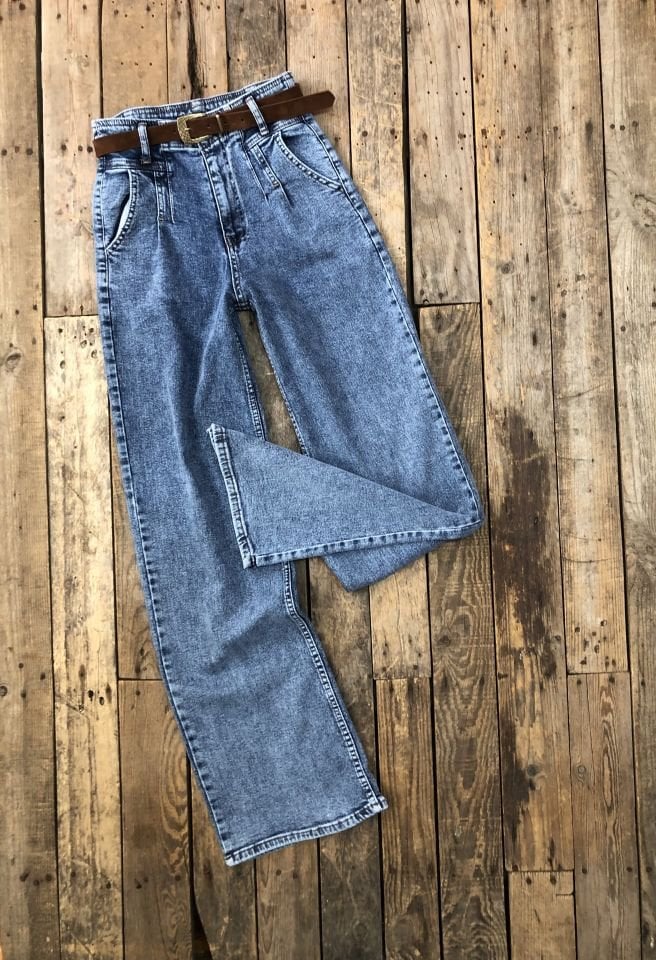 Kemerli Bol Paça Pantolon